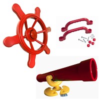 Zubehör-Set rot - Piratenlenkrad, Fernrohr, Handgriffe